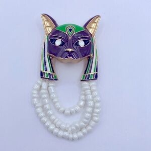 Egyptian Revival Dog God Brooch